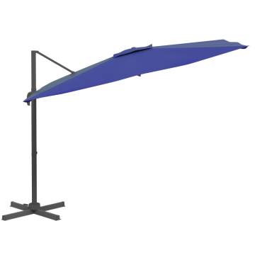 LED Cantilever Umbrella - Azure Blue 400x300 cm | HipoMarket UK