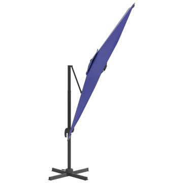 LED Cantilever Umbrella - Azure Blue 400x300 cm | HipoMarket UK