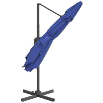 LED Cantilever Umbrella - Azure Blue 400x300 cm | HipoMarket UK