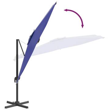 LED Cantilever Umbrella - Azure Blue 400x300 cm | HipoMarket UK