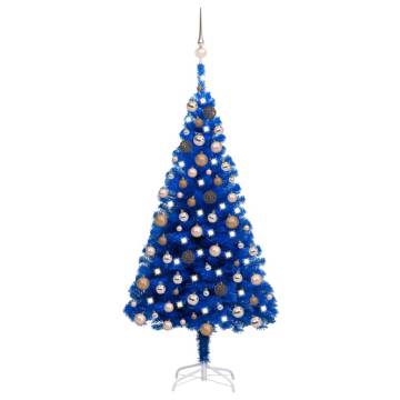 150 cm Blue Pre-lit Christmas Tree with Ball Set - Hipomarket