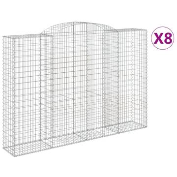 Arched Gabion Baskets - 8 pcs Galvanised Iron | HipoMarket UK