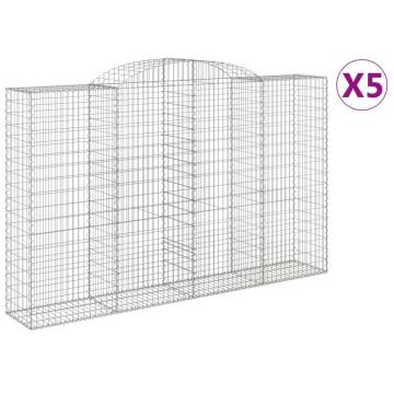 Arched Gabion Baskets - 5 pcs Galvanised Iron | HipoMarket