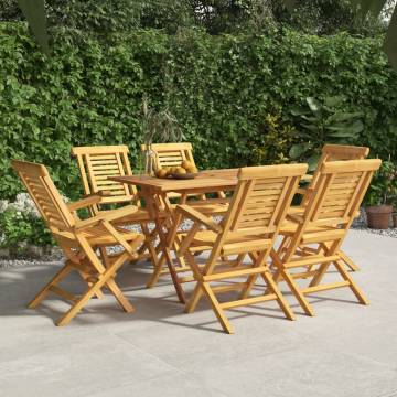 Folding Garden Chairs - 6 pcs Solid Teak Wood | HipoMarket