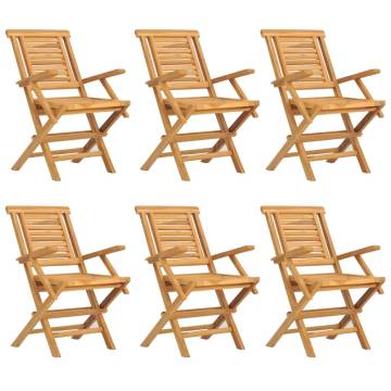 Folding Garden Chairs - 6 pcs Solid Teak Wood | HipoMarket