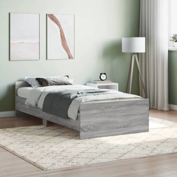 Bed Frame Grey Sonoma 100x200 cm - Durable & Stylish