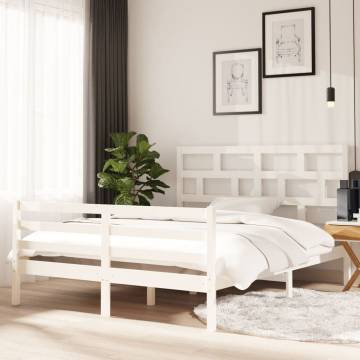 White Solid Wood King Size Bed Frame 150x200 cm | HipoMarket