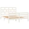 White Solid Wood King Size Bed Frame 150x200 cm | HipoMarket