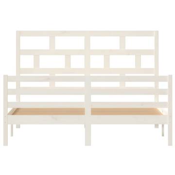 White Solid Wood King Size Bed Frame 150x200 cm | HipoMarket