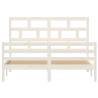 White Solid Wood King Size Bed Frame 150x200 cm | HipoMarket