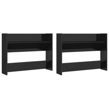 Wall Shoe Cabinets 2 pcs High Gloss Black | Hipomarket