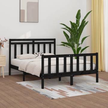 Black Solid Wood Pine Bed Frame 140x200 cm for Stylish Comfort