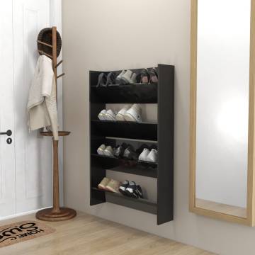 Wall Shoe Cabinets 2 pcs High Gloss Black | Hipomarket