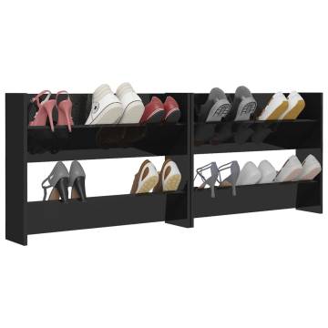 Wall Shoe Cabinets 2 pcs High Gloss Black | Hipomarket