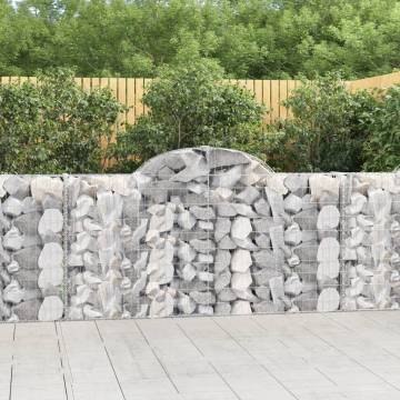 Arched Gabion Baskets - Set of 6, Galvanised Iron 200x30x100/120 cm