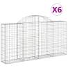 Arched Gabion Baskets - Set of 6, Galvanised Iron 200x30x100/120 cm