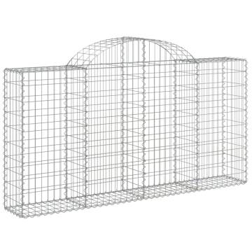 Arched Gabion Baskets - Set of 6, Galvanised Iron 200x30x100/120 cm