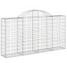 Arched Gabion Baskets - Set of 6, Galvanised Iron 200x30x100/120 cm