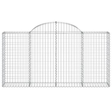 Arched Gabion Baskets - Set of 6, Galvanised Iron 200x30x100/120 cm