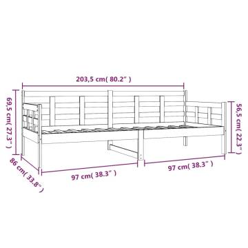 Day Bed White Solid Wood Pine 80x200 cm | HipoMarket