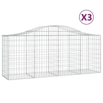 Arched Gabion Baskets - 3 pcs Galvanised Iron 200x50x80/100 cm