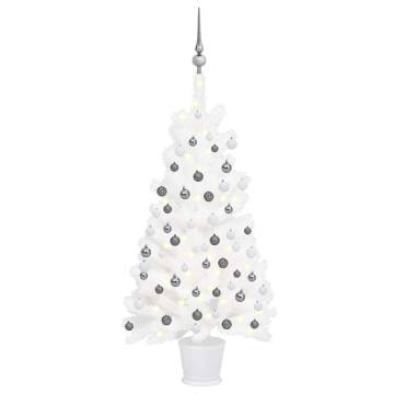 Artificial Pre-lit Christmas Tree with Ball Set - 90 cm White