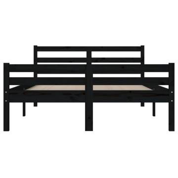 Black Solid Wood Bed Frame 140x190 cm | Modern Bedroom Decor