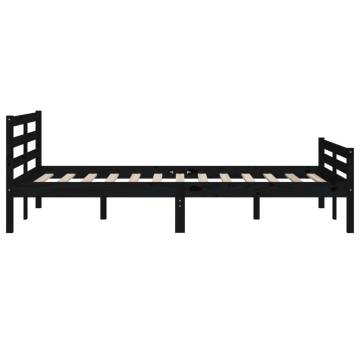 Black Solid Wood Bed Frame 140x190 cm | Modern Bedroom Decor