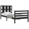 Solid Wood Black Bed Frame with Headboard 90x200 cm