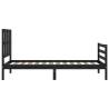 Solid Wood Black Bed Frame with Headboard 90x200 cm