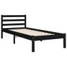 Solid Wood Black Bed Frame with Headboard 90x200 cm