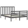 Stylish Grey Bed Frame with Headboard - 140x190 cm Solid Wood