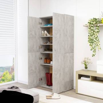 Shoe Cabinet Concrete Grey - 80x39x178 cm | Hipomarket