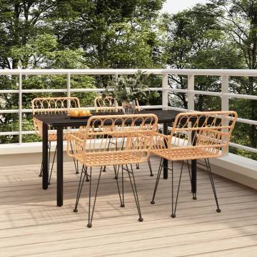 5 Piece Garden Dining Set - Weather Resistant Poly Rattan