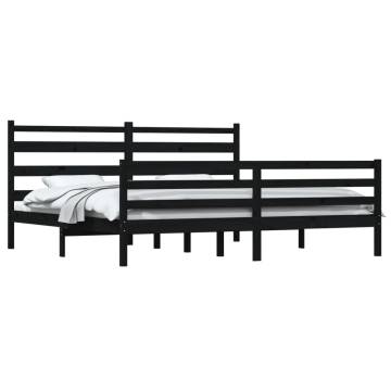 Solid Wood Pine Bed Frame 200x200 cm - Black | HipoMarket