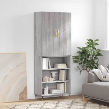 Stylish Grey Sonoma Highboard - 69.5x34x180 cm Engineered Wood