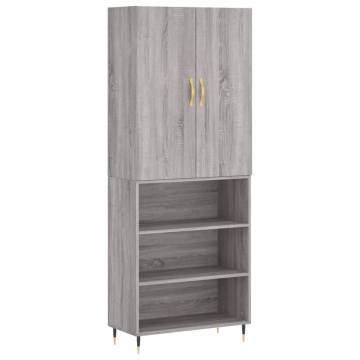 Stylish Grey Sonoma Highboard - 69.5x34x180 cm Engineered Wood