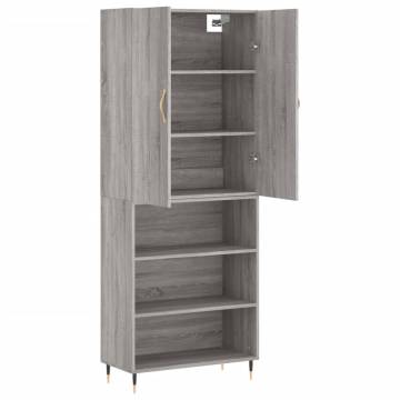 Stylish Grey Sonoma Highboard - 69.5x34x180 cm Engineered Wood