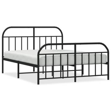 Metal Bed Frame with Headboard & Footboard - King Size Black