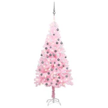 Pre-lit Pink Christmas Tree with Ball Set - 180 cm PVC