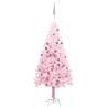 Artificial Pre-lit Christmas Tree with Ball Set Pink 180 cm PVC Colour pink and grey Size 180 x 93 cm Quantity in Package 1 Number of Branch Tips 