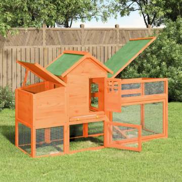 Brown Chicken Coop 186.5x58.5x113 cm | Solid Wood Pine