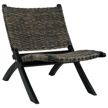 Relaxing Black Chair | Natural Kubu Rattan & Mahogany Wood