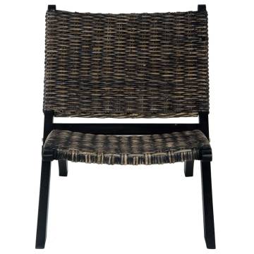 Relaxing Black Chair | Natural Kubu Rattan & Mahogany Wood