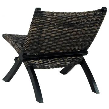 Relaxing Black Chair | Natural Kubu Rattan & Mahogany Wood