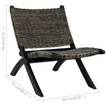 Relaxing Black Chair | Natural Kubu Rattan & Mahogany Wood