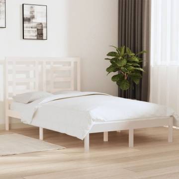 White Solid Wood Bed Frame 120x190 cm | Modern Small Double