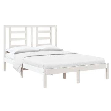 White Solid Wood Bed Frame 120x190 cm | Modern Small Double