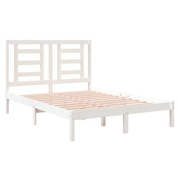 White Solid Wood Bed Frame 120x190 cm | Modern Small Double