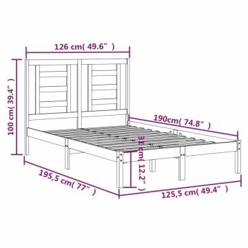 White Solid Wood Bed Frame 120x190 cm | Modern Small Double